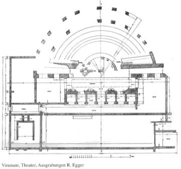 Rekonstruktions-Rißzeichnung des Bühnentheaters