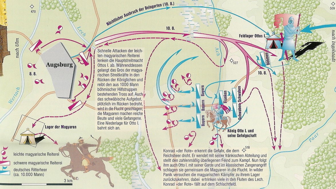 Lechfeldschlacht - Karte/Verlauf